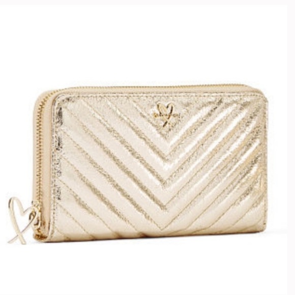 Victoria’s Secret Gold Metallic Accordion Wallet NWT - Picture 1 of 12
